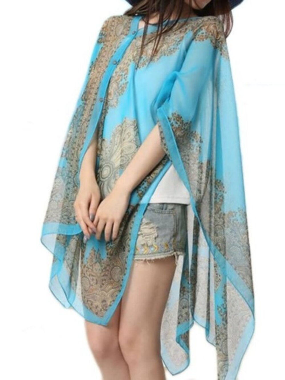 Tigerstars Turquoise Paisley Pearly Flora Cover Up